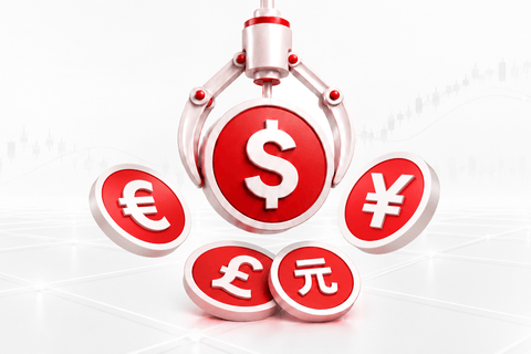 5 อันดับสกุลเงินที่มีการซื้อขายมากที่สุดในโลก ซึ่งประกอบด้วยดอลลาร์สหรัฐ ยูโร เยน ปอนด์ และหยวน