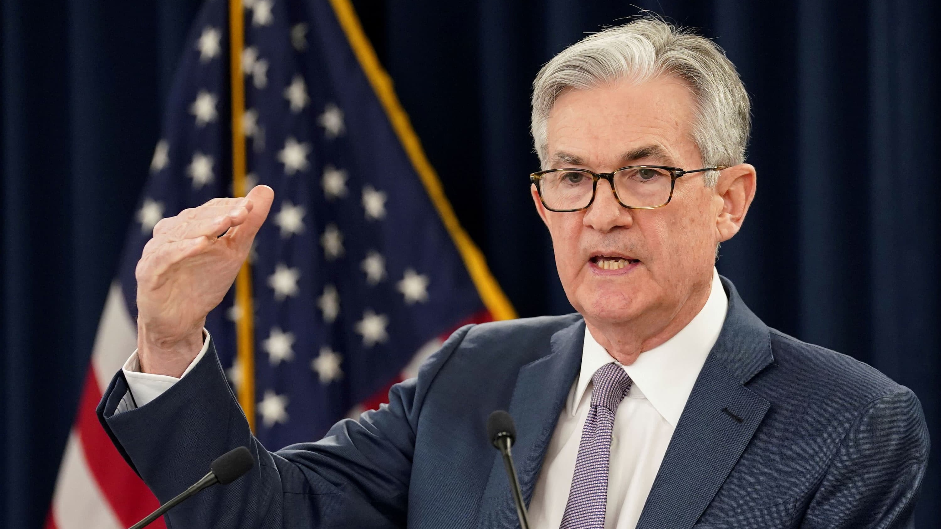 U.S. Federal Reserve Chairman Jerome Powell addresses the media.
Image Source: Reuters